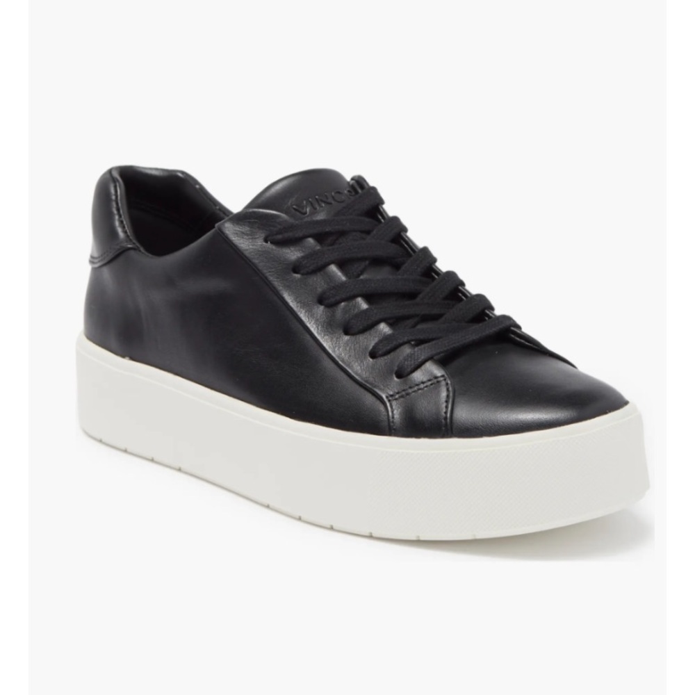 Vince Benfield Platform Leather Sneakers Black 8.5 - Picture 2 of 12